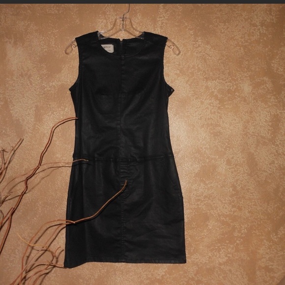 CURRENT ELLIOT Black Coated Shift Dress-Size 0 - Picture 3 of 3